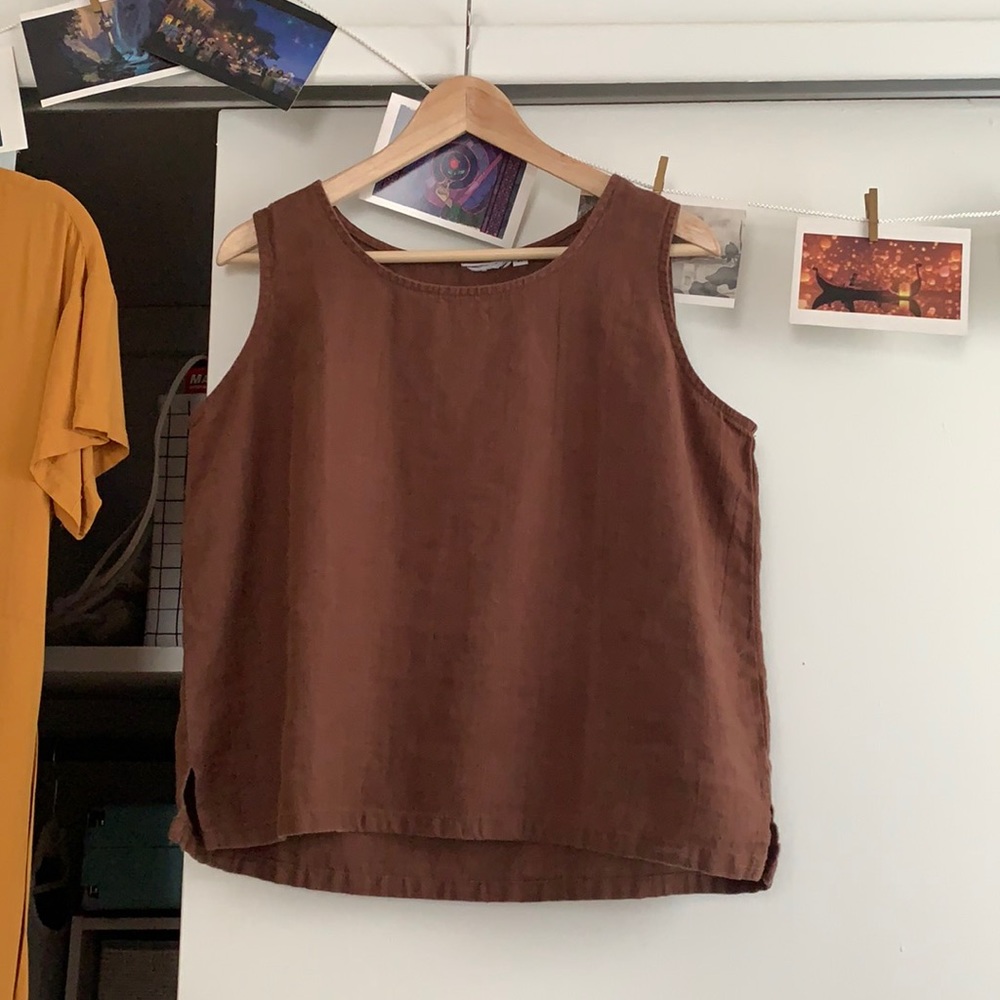 Vintage brown linen tank top